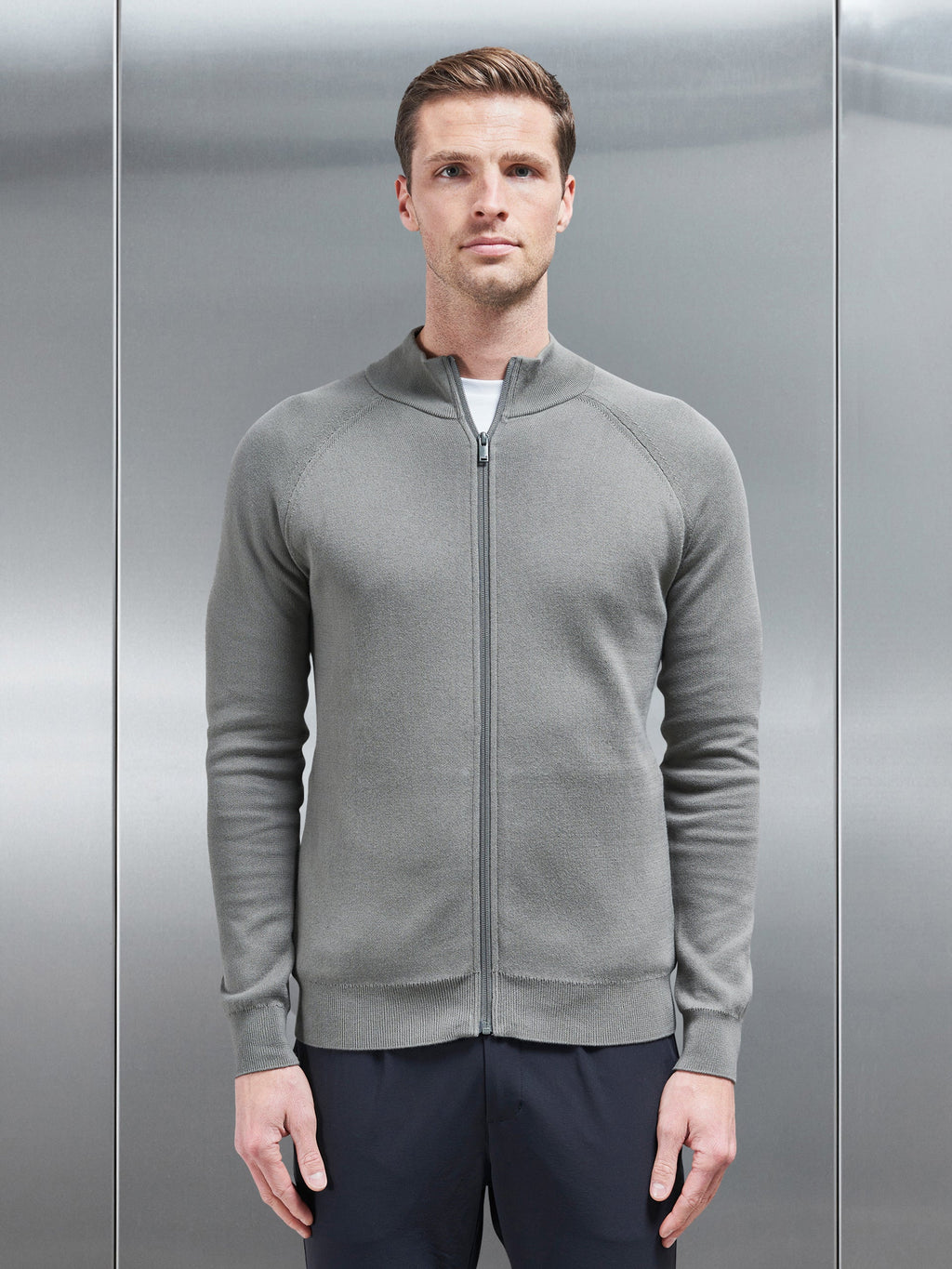 Active Knitted Zip Through Jacket in Sage