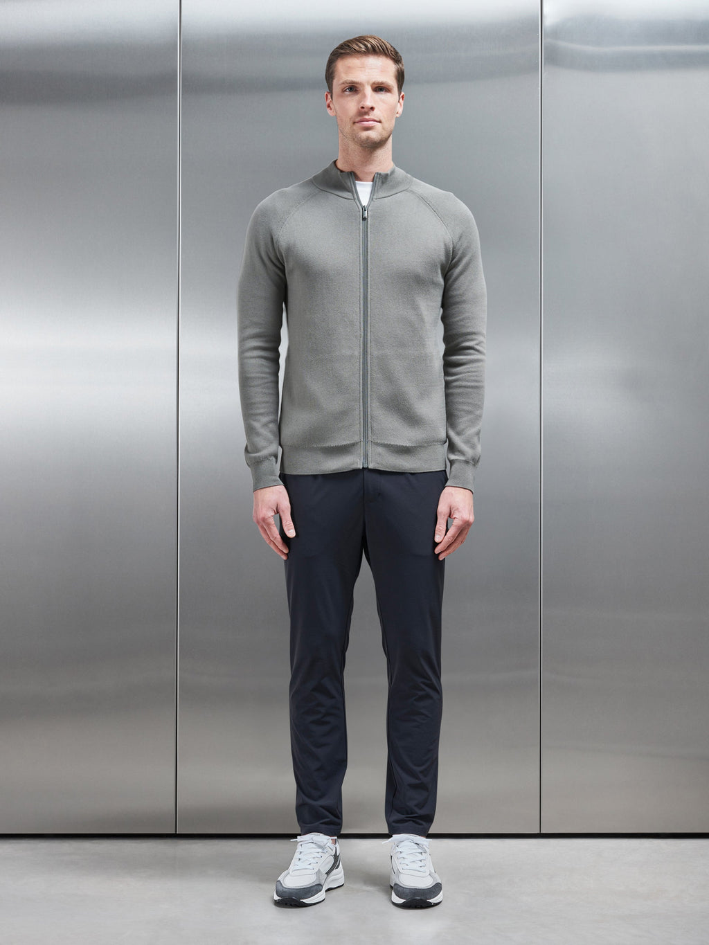 Active Knitted Zip Through Jacket in Sage