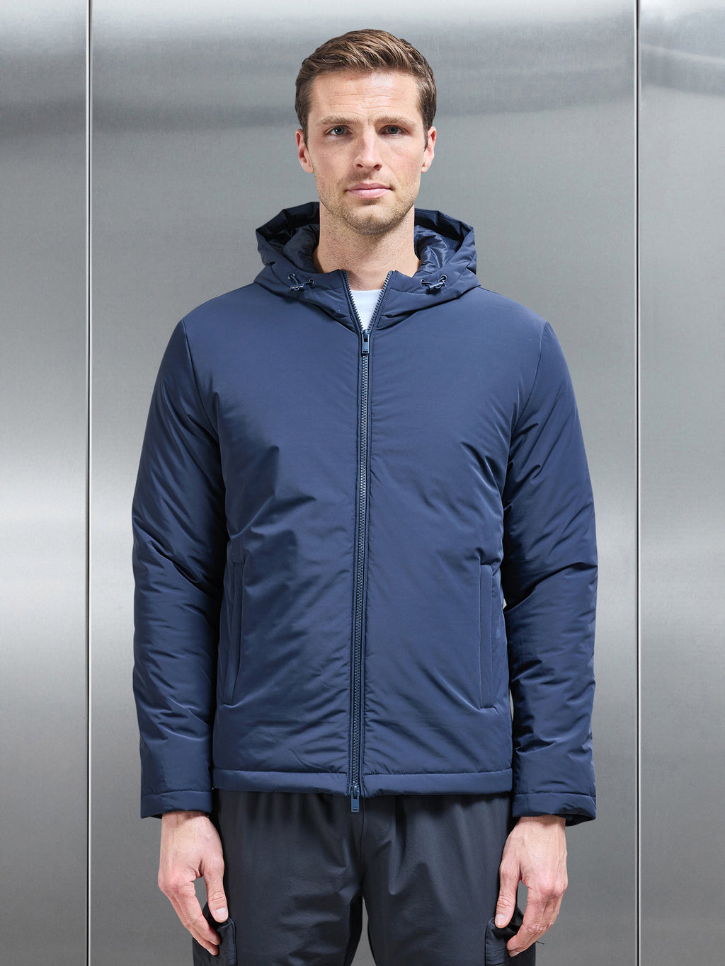 Padded Technical Shell Windbreaker in Navy